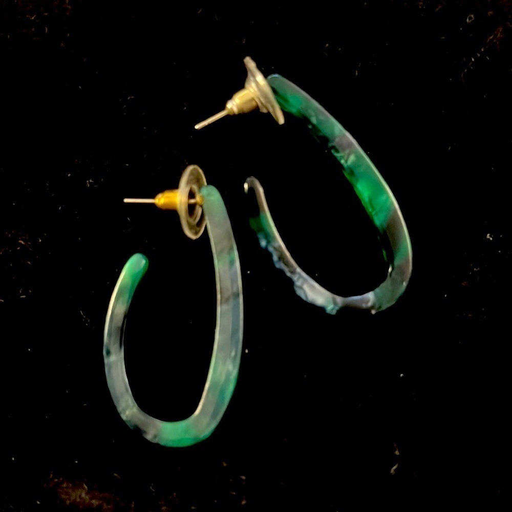 Green Resin Abstract Statement Earrings​​​​​​​